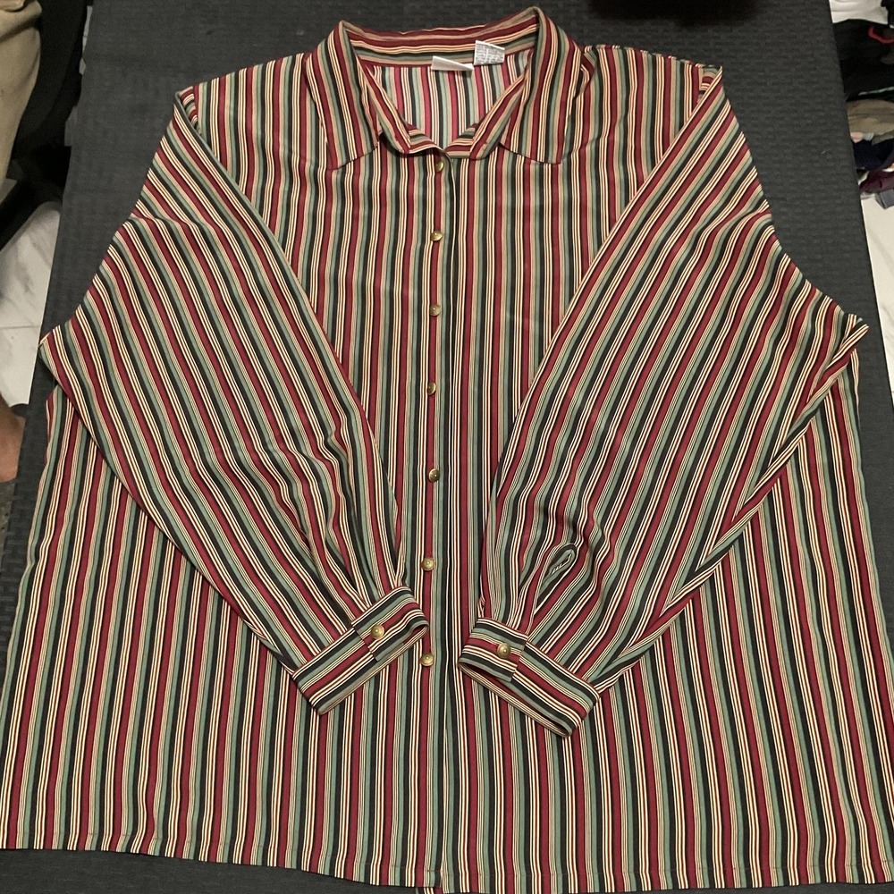 Koret Shirt Womens 24W Multicolor Stripe Button Front Collared Long Sleeve Top